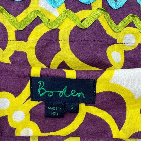 Boden Ibiza Floral Abstract Print Cotton Tunic Dress Coverup - Yellow - Size 12 - Picture 4 of 6